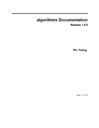 Algorithms Documentation Release 1.0.0