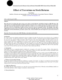 Effect of Terrorism on Stock Returns