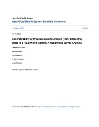Generalizability of Prostate-Specific Antigen (PSA) Screening Trials in a "Real World" Setting: a Nationwide Survey Analysis