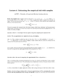 Lecture 6: Estimating the Empirical Risk with Samples