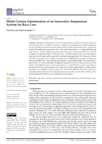 Multi-Criteria Optimization of an Innovative Suspension System for Race Cars