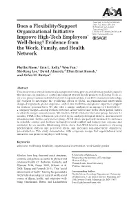 Does a Flexibility/Support Organizational Initiative Improve High-Tech Employees' Well-Being? Evidence from the Work, Family