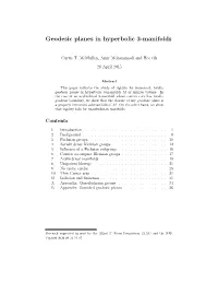Geodesic Planes in Hyperbolic 3-Manifolds
