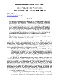 Herodotus and Dio Chrysostomus: Parity, Disparity and Points of View on Sport