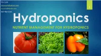 Nutrient Management for Hydroponics