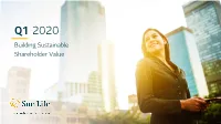 Q1 2020 Building Sustainable Shareholder Value Business Overview