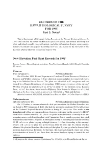 RECORDS of the HAWAII BIOLOGICAL SURVEY for 1995 Part 2: Notes1