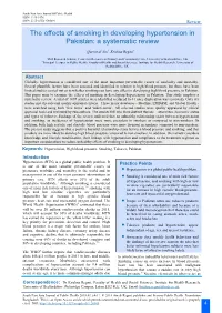 The Effects of Smoking in Developing Hypertension in Pakistan: a Systematic Review