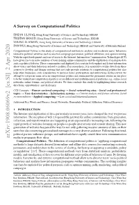 A Survey on Computational Politics