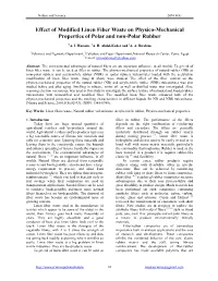Effect of Modified Linen Fiber Waste on Physico-Mechanical Properties of Polar and Non-Polar Rubber