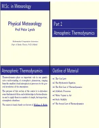 M.Sc. in Meteorology Physical Meteorology Part 2 Atmospheric
