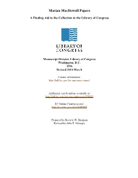 Marian Macdowell Papers