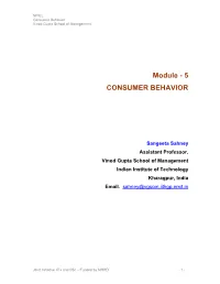 Module - 5 CONSUMER BEHAVIOR