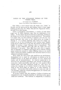 NOTES on the SUDANESE TRIBES of the WHITE NILE. the Sudan