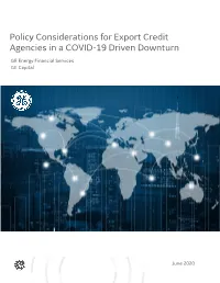 Policy Considerations for Export Credit Agencies in a COVID-19 Driven Downturn