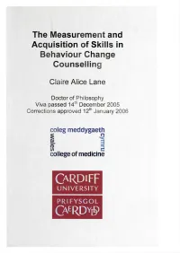 The Measurement and Acquisition of Skills in Behaviour Change Counselling