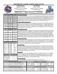 Bridgeport Sound Tigers Game Notes