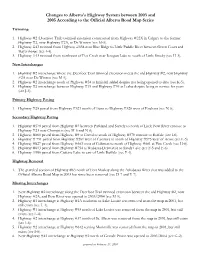 Changes to Alberta's Highway System Between 2003