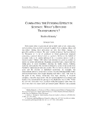 Combating the Funding Effect in Science: What's