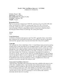 Derek C. Bok Interviewer: Vicki Daitch Date of Interview: November 19, 2002 Location: Cambridge, MA Length: 15 Pages