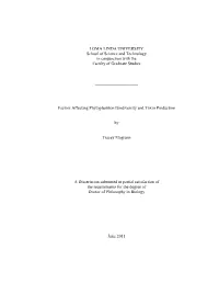 Dissertation Submitted in Partial Satisfaction of the Requirements for the Degree of Doctor of Philosophy in Biology