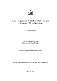 High Temperature Water Gas Shift Catalysts: a Computer Modelling Study