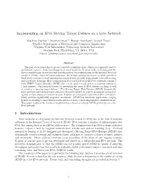 Implementing an Ipv6 Moving Target Defense on a Live Network