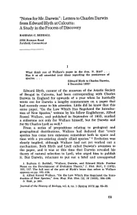 Letters to Charles Darwin from Edward Blyth at Calcutta- a Study in the Process of Discovery