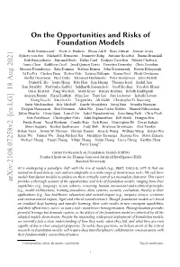 On the Opportunities and Risks of Foundation Models Arxiv