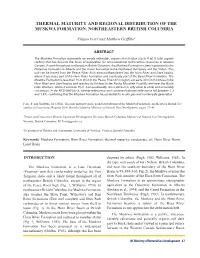 Thermal Maturity and Regional Distribution of the Muskwa Formation, Northeastern British Columbia