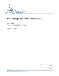 U.S. Foreign Aid to the Palestinians
