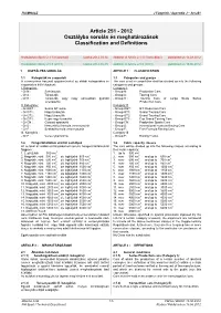 2012 Osztályba Sorolás És Meghatározások Classification and Definitions