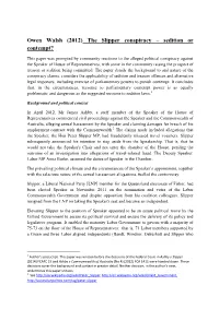 (2012) the Slipper Conspiracy – Sedition Or Contempt?