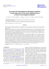 Accurate and Homogeneous Abundance Patterns in Solar-Type Stars of the Solar Neighbourhood: a Chemo-Chronological Analysis⋆