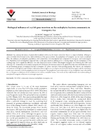 Biological Influence of Cry1ab Gene Insertion on the Endophytic Bacteria Community in Transgenic Rice