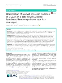 Identification of a Novel Nonsense Mutation in SH2D1A in a Patient with X-Linked Lymphoproliferative Syndrome Type 1