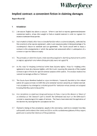 Implied Contract: a Convenient Fiction in Claiming Damages