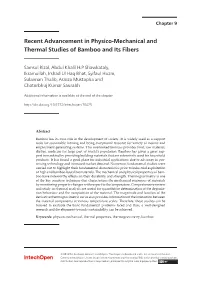 Recent Advancement in Physico-Mechanical and Thermal Studies of Bamboo and Its Fibers
