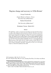 Regime Change and Recovery in 1930S Britain∗