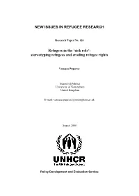 'Sick Role': Stereotyping Refugees and Eroding Refugee Rights