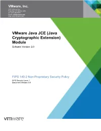Vmware Java JCE (Java Cryptographic Extension) Module Software Version: 2.0