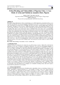 A Case Study of Awka and Onitsha in Anambra State, Nigeria