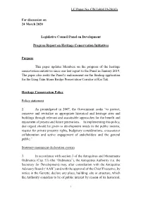 Administration's Paper on Progress Report on Heritage Conservation