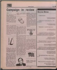Campaign in Review S O U N D B It E S 1991 Becomes the First Volley of September - Democrats and "Family Values" Attacks on Republicans Haggle Over Formats