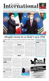 Draghi Sworn in As Italy's New PM