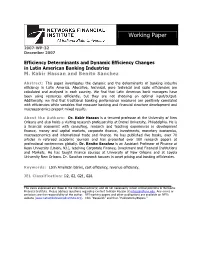 Efficiency Determinants and Dynamic Efficiency Changes in Latin American Banking Industries M