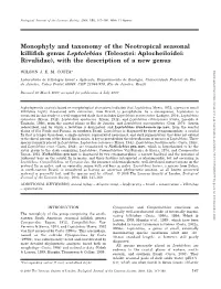 Monophyly and Taxonomy of the Neotropical Seasonal Killiﬁsh Genus Leptolebias (Teleostei: Aplocheiloidei: Rivulidae), with the Description of a New Genus