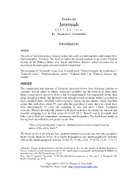 Notes on Jeremiah 2015 Edition Dr