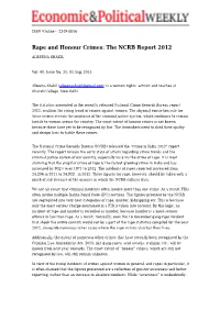 Rape and Honour Crimes: the NCRB Report 2012