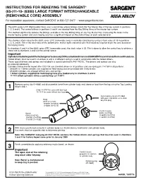 REMOVABLE CORE) ASSEMBLY for Installation Assistance, Contact SARGENT at 800-727-5477 •